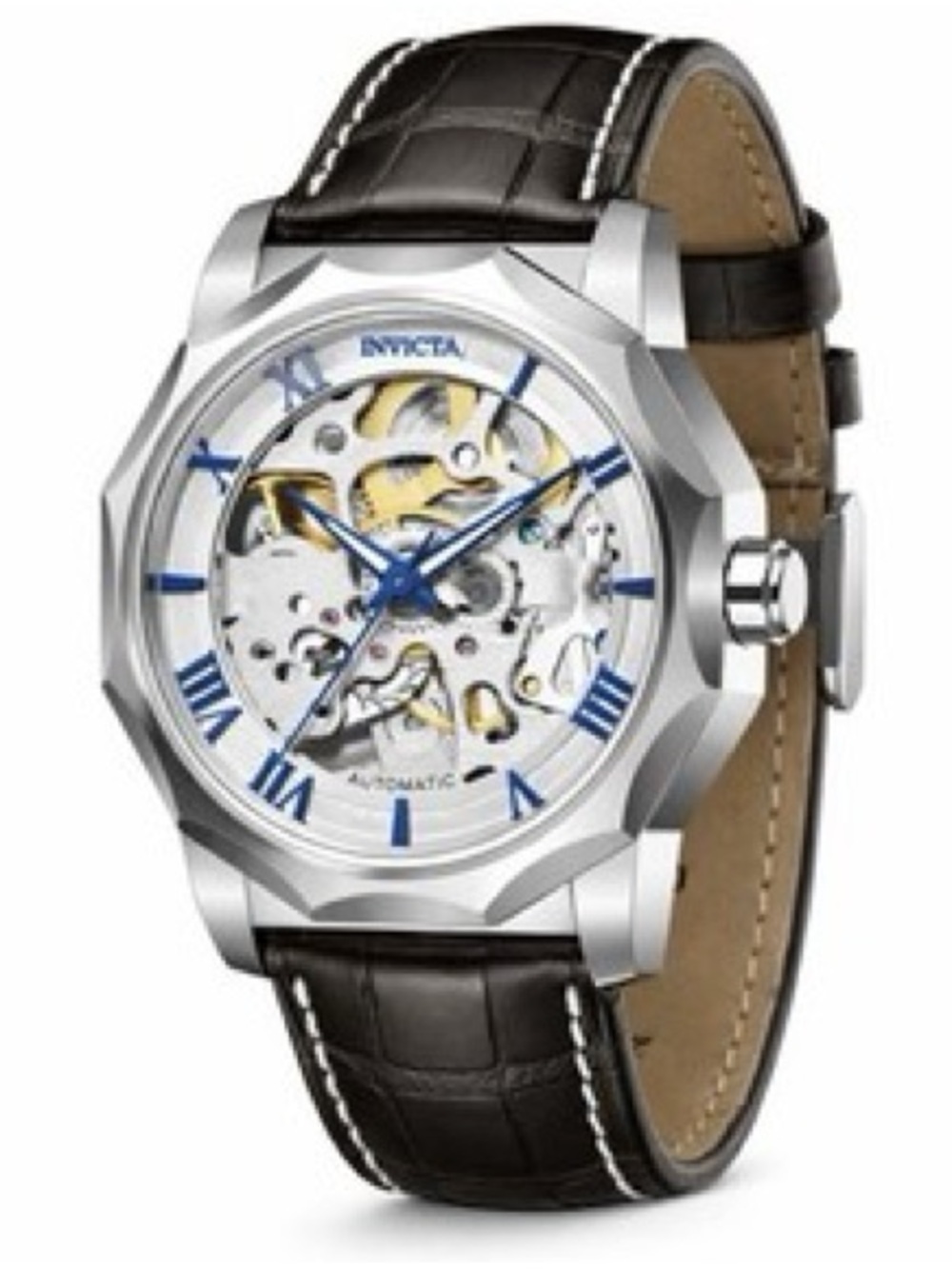 Invicta Objet D'Art Men's Automatic Watch with Brown Leather Strap (Model 69127)